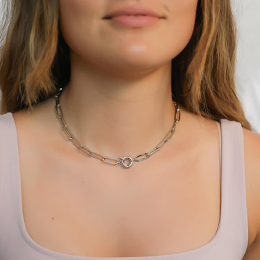 Silver Clasp Paper Clip Necklace - Final Sale